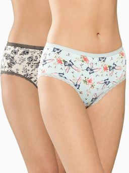 Leading Lady - Womens Printed Mid Rise Hipster Brief Multi-Color (Pack of 2)