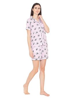 Bonjour - Womens Pink Printed Night Suit