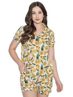 Bonjour - Womens Yellow Printed Night Suit