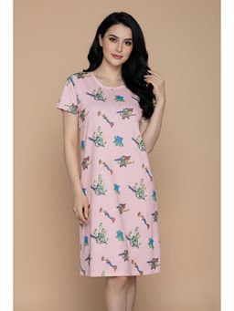 Zivame - Toy Story Knit Poly Knee Length Night Dress - Crystal Rose