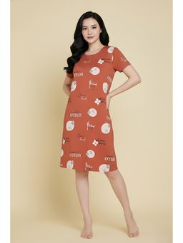 Zivame - Knit Cotton Knee Length Sleep Dress - Aragon