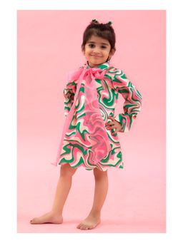 Kirti Agarwal Pret n Couture - Haltered Neck Wavy Print Knee Dress