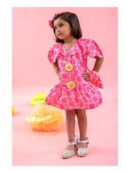 Kirti Agarwal Pret n Couture - Flower Print Knee Dress with Sling Bag