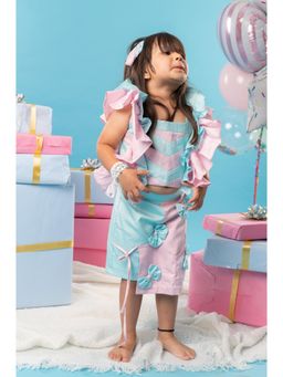 Kirti Agarwal Pret n Couture - Patch Work Ruffle Sleeve Top with Skorts