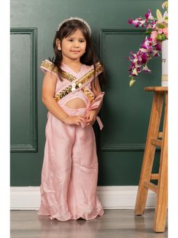 Kirti Agarwal Pret n Couture - Stylish Heart Shaped Mirror Work Pastel Pink Jumpsuit