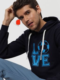 Campus Sutra - Men Typographic Print Hooded Sweatshirt