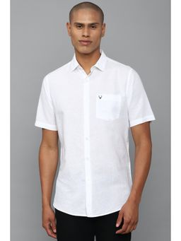 Allen Solly - Men White Slim Fit Solid Half Sleeves Casual Shirt