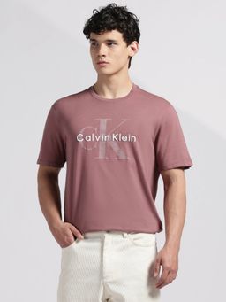 Calvin Klein - Mens Mauve Logo Regular Fit Cotton T-Shirt