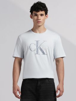 Calvin Klein - Men's Blue Logo Regular Fit Cotton T-Shirt
