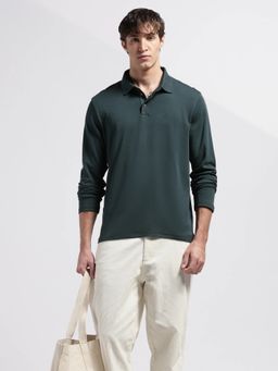 Calvin Klein - Men Green Solid Regular Fit Cotton Polo T-Shirt