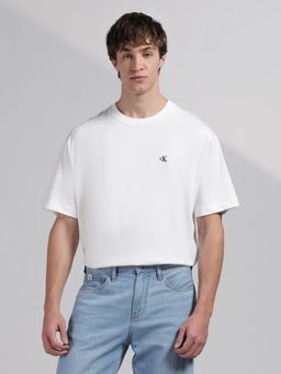 Calvin Klein - Mens White Solid Relaxed Fit Cotton T-Shirt