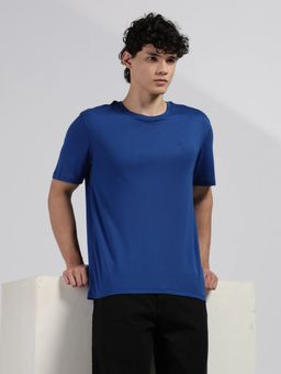 Calvin Klein - Mens Blue Solid Regular Fit Cotton T-Shirt