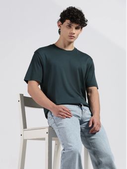 Calvin Klein - Men's Green Solid Regular Fit Cotton T-Shirt