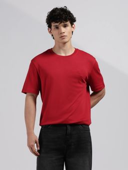 Calvin Klein - Men's Red Solid Regular Fit Cotton T-Shirt