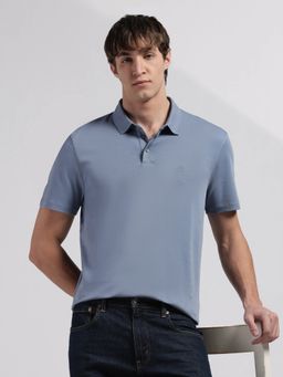 Calvin Klein - Men Blue Solid Regular Fit Cotton Polo T-Shirt