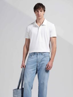 Calvin Klein - Men White Solid Regular Fit Cotton Polo T-Shirt