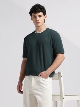 Calvin Klein - Men Blue Solid Regular Fit Cotton T-Shirt