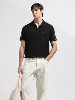 Calvin Klein - Men Black Solid Regular Fit Cotton Polo T-Shirt