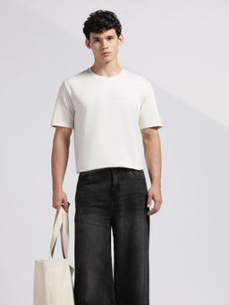 Calvin Klein - Mens Off White Logo Regular Fit Cotton T-Shirt
