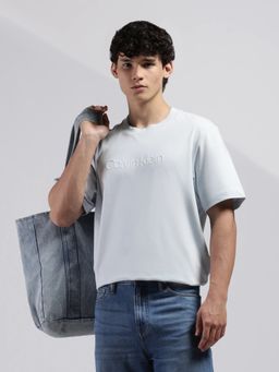 Calvin Klein - Mens Blue Logo Relaxed Fit Cotton T-Shirt