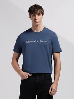 Calvin Klein - Mens Blue Logo Regular Fit Cotton T Shirt