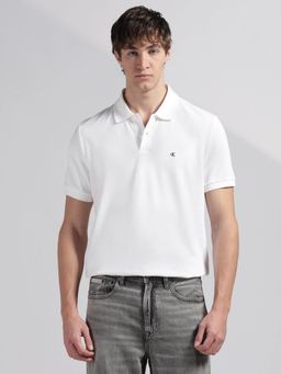 Calvin Klein - Mens' White Solid Regular Fit Cotton Polo T-Shirt