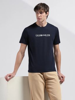 Calvin Klein - Men's Navy Blue Solid Regular Fit Cotton T-Shirt