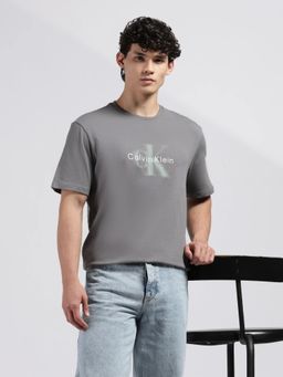 Calvin Klein - Mens Grey Logo Regular Fit Cotton T-Shirt