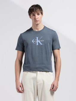 Calvin Klein - Men Blue Logo Regular Fit Cotton T-Shirt