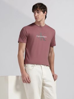 Calvin Klein - Men's Mauve Logo Regular Fit Cotton T-Shirt