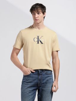 Calvin Klein - Mens Beige Logo Regular Fit Cotton T-Shirt