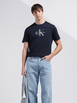 Calvin Klein - Men's Navy Blue Logo Regular Fit Cotton T-Shirt