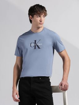 Calvin Klein - Mens' Blue Logo Regular Fit Cotton T-Shirt