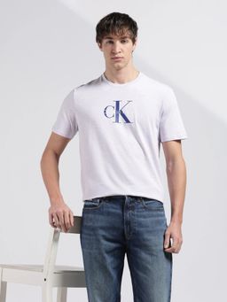 Calvin Klein - Men's Off White Logo Regular Fit Cotton T-Shirt