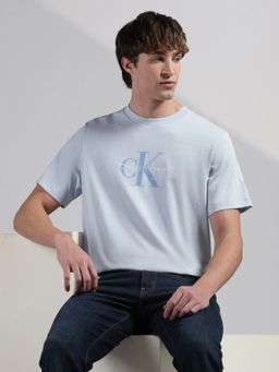 Calvin Klein - Men Blue Logo Relaxed Fit Cotton T-Shirt