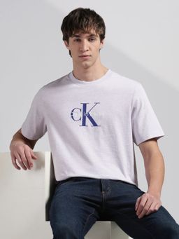 Calvin Klein - Men Grey Logo Relaxed Fit Cotton T-Shirt
