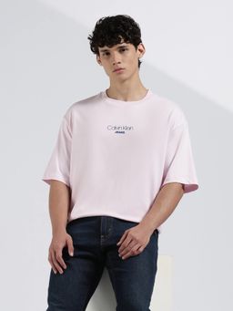 Calvin Klein - Mens Pink Logo Relaxed Fit Cotton T Shirt