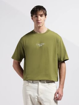 Calvin Klein - Men's Olive Logo Relaxed Fit Cotton T Shirt