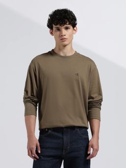 Calvin Klein - Men's Olive Solid Relaxed Fit Cotton T Shirt