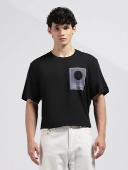 Calvin Klein - Mens Black Chest Graphic Relaxed Fit Cotton T-Shirt