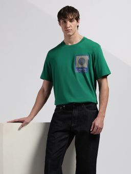 Calvin Klein - Men's Green Graphic Relaxed Fit Cotton T Shirt