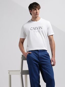 Calvin Klein - Mens White Logo Regular Fit Cotton T Shirt