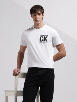 Calvin Klein - Men's White Logo Regular Fit Cotton T Shirt