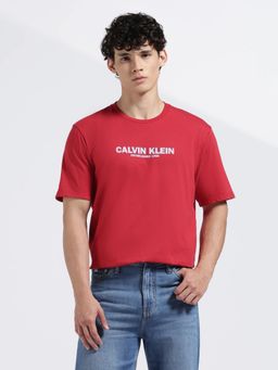 Calvin Klein - Men's Red Logo Regular Fit Cotton T Shirt