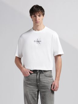 Calvin Klein - Mens' White Logo Relaxed Fit Cotton T-Shirt