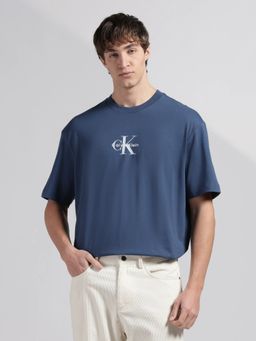Calvin Klein - Mens' Blue Logo Relaxed Fit Cotton T-Shirt