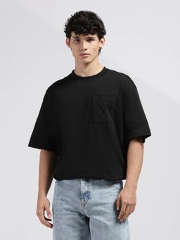 Calvin Klein - Mens Black Solid Relaxed Fit Cotton T-Shirt