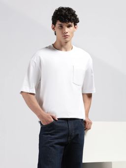 Calvin Klein - Men's White Solid Relaxed Fit Cotton T-Shirt