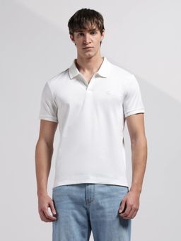 Calvin Klein - Men's White Solid Slim Fit Cotton Polo T-Shirt