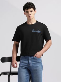 Calvin Klein - Men Black Cotton Logo Regular Fit T-Shirt